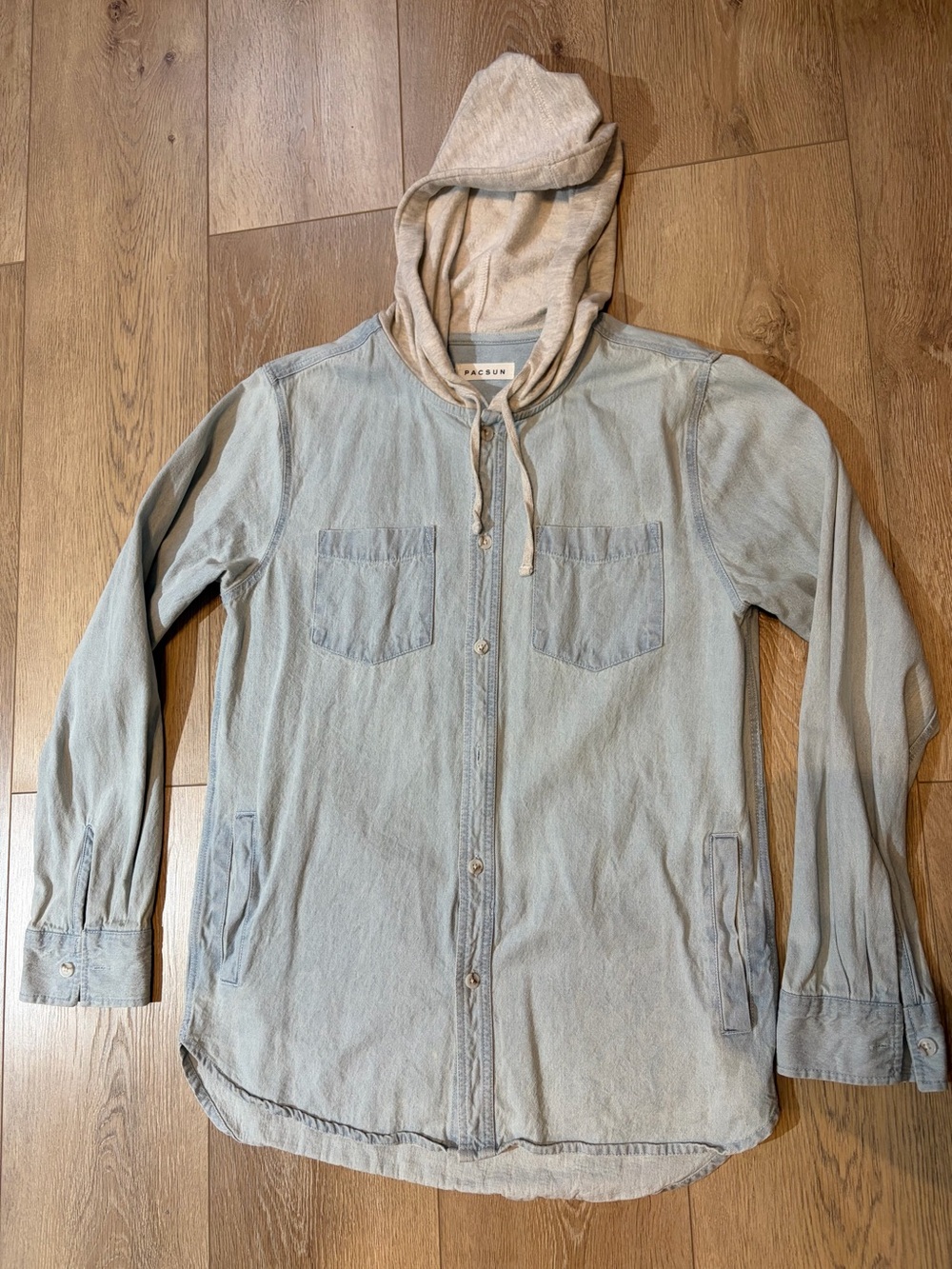 PacSun Hooded Denim Button Down Shirt - Men’s Small